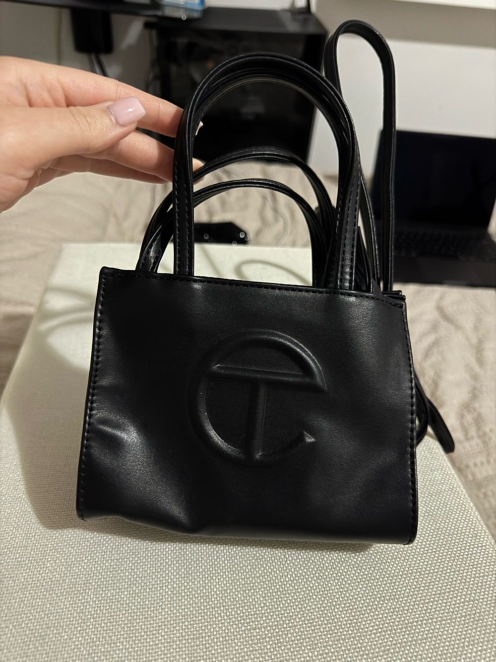 Telfar small black shopper bag